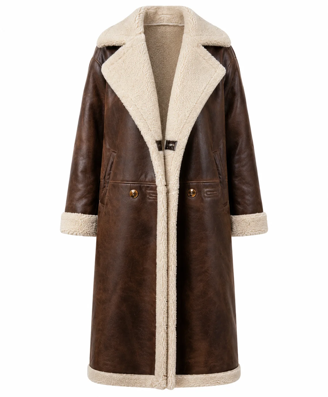 Michelle Keegan Brown Shearling Leather Coat