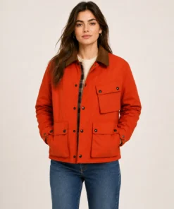 Orange Waxed Ripstop Cotton Jacket