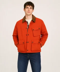 Orange Waxed Ripstop Cotton Jacket