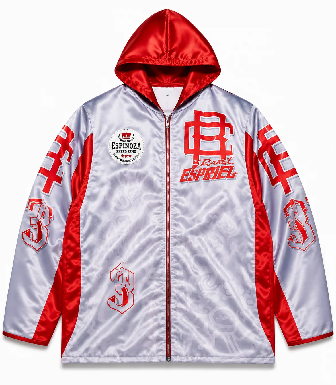 Raul Curiel White Satin Boxing Walkout Jacket