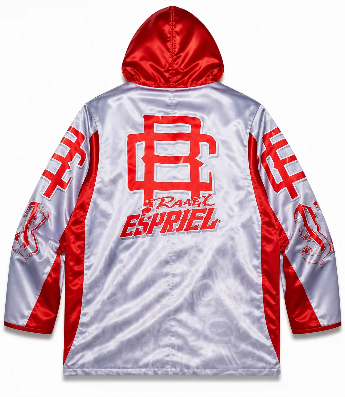Raul Curiel White Satin Boxing Walkout Jacket