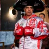 Raul Curiel White Satin Boxing Walkout Jacket