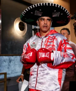 Raul Curiel White Satin Boxing Walkout Jacket
